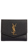 Saint Laurent Uptown Leather Compact Wallet In Nero