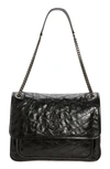 Saint Laurent Large Niki Crinkled Matelassé Leather Shoulder Bag In Nero