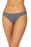 Dkny Modern Lace Satin-trim Thong Underwear Dk5013 In Vintage Blue