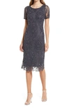 Pisarro Nights Beaded Cocktail Midi Dress In Slate