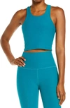 Beyond Yoga Focus Crop Racerback Performance Tank In Bay Blue Heather