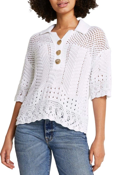 River Island Crochet Polo In White