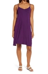Loveappella Godet Slipdress In Purple Dark