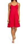 Loveappella Godet Slipdress In Red