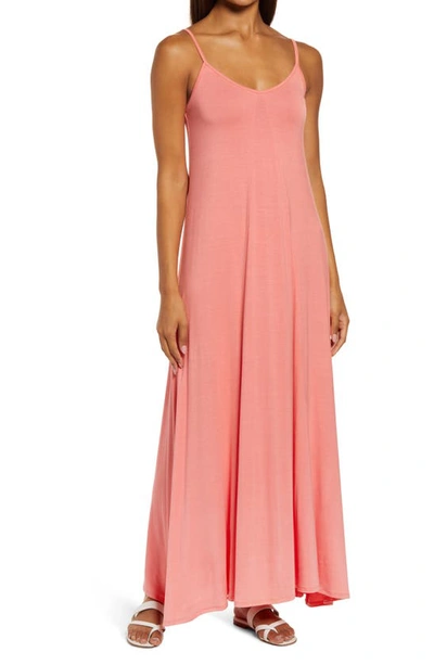 Loveappella Godet Maxi Dress In Coral