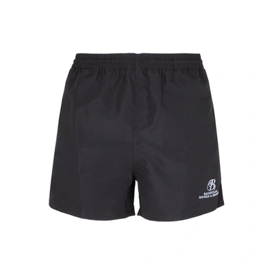 Balenciaga Short-length Logo-embroidered Swim Shorts In Black