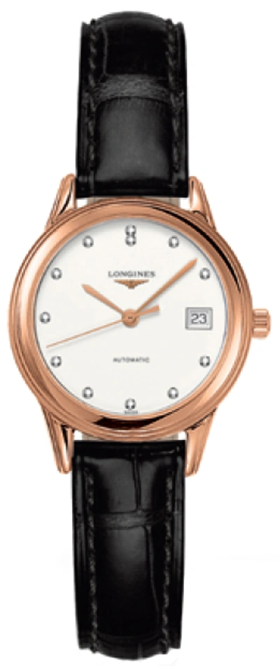 Longines Flagship Automatic Diamond White Dial Ladies Watch L4.274.8.27.2 In Black / Gold / Rose / Rose Gold / White