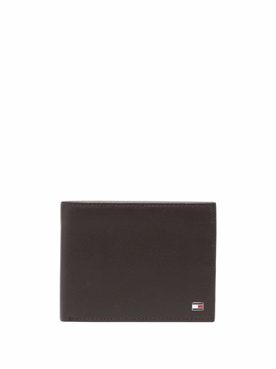 Tommy Hilfiger Logo-patch Leather Wallet In Brown
