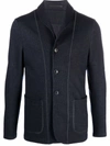 Giorgio Armani Contrast-trim Single-breasted Blazer In Blau