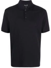 Giorgio Armani Navy Cotton Blend Polo With Embroidered Logo In Blau