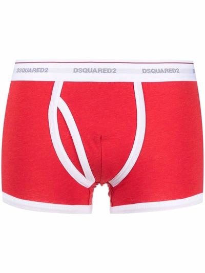 Dsquared2 Logo Waistband Cotton Boxers In 红色