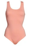 Yummie Ruby Scoop Neck Bodysuit In Burnt Coral