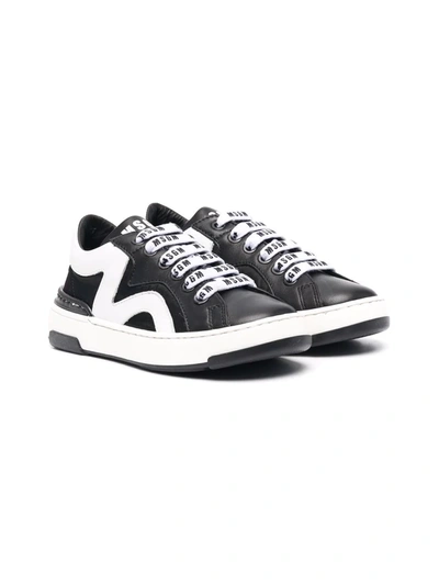 Msgm Teen Logo-laces Low-top Sneakers In Black