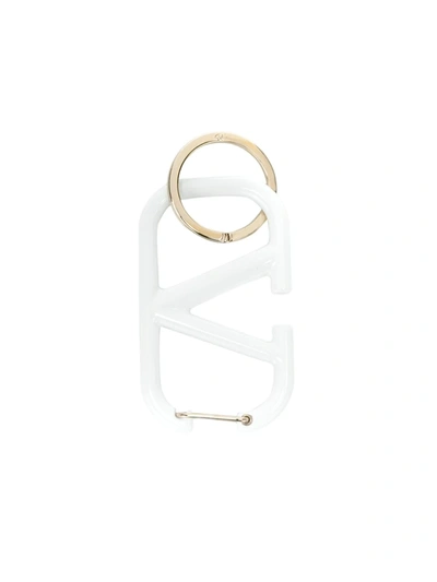 Valentino Garavani Vlogo Charm Metal Keyring In White