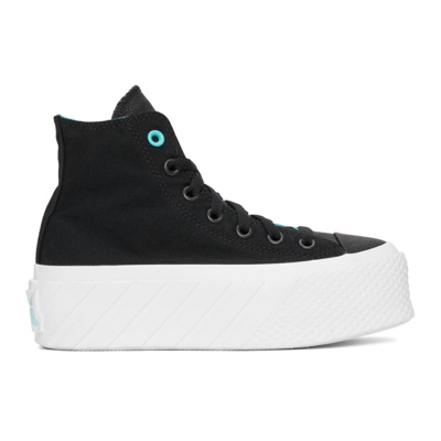 Converse Black Chuck Taylor All Star Lift Ripple High Sneakers In Black/electric