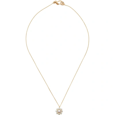 Sophie Bille Brahe Margherita Short Necklace W/ Pearl Charm In Gold,pearl