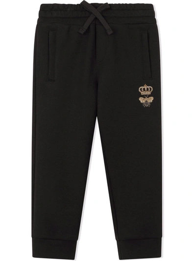 Dolce & Gabbana Kids' Bee-embroidered Track Pants In Black