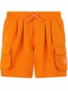Dolce & Gabbana Logo-plaque Cargo Shorts In Orange
