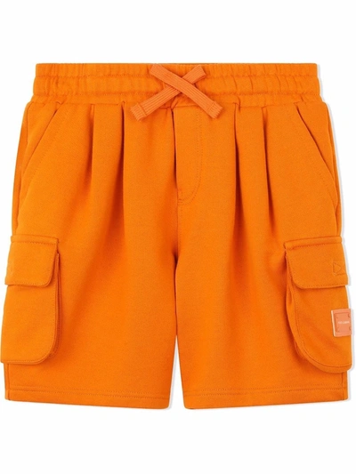 Dolce & Gabbana Kids' Logo-plaque Cargo Shorts In Orange