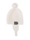 Dolce & Gabbana Chunky Knit Wool Beanie In White