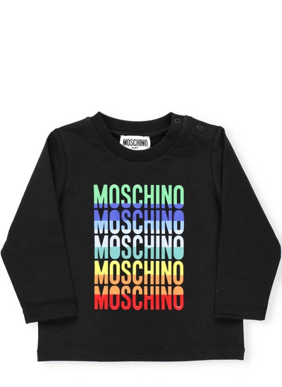 Moschino Babies' Logo-print Cotton T-shirt In Nero/black