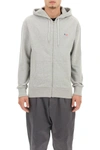 Maison Kitsuné Logo-embroidered Zip-up Hoodie In Grey Melange (grey)