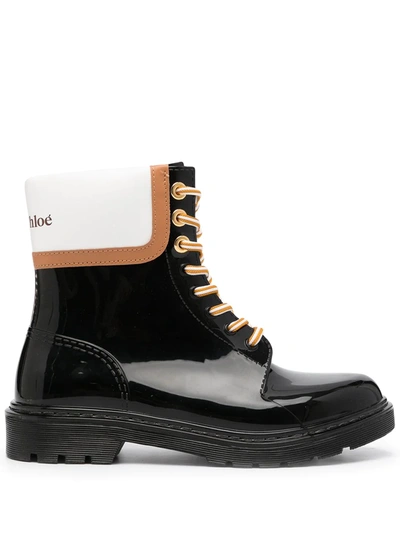 See By Chloé Colour-block Ankle Boots In Black