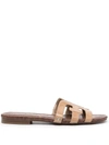 Sam Edelman Women's Bay Flat Patent Leather Sandals In Buff Tan Patent