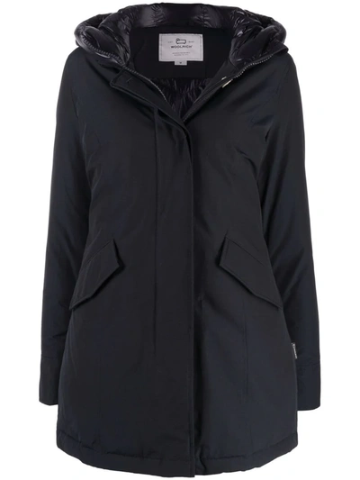 Woolrich Hooded Padded Coat In Black