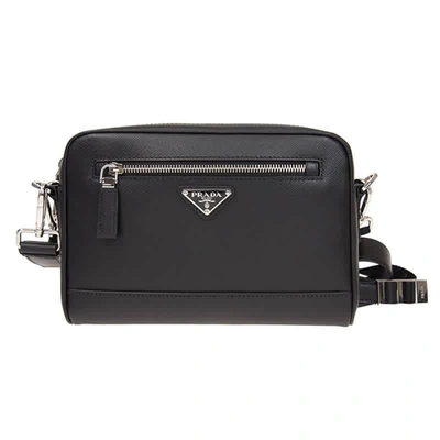 Prada Saffiano Leather Cross-body Bag In Black