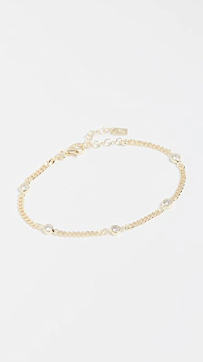 Adinas Jewels Bezel Cuban Chain Bracelet In Gold