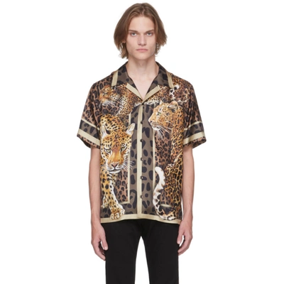 Dolce & Gabbana Multicolor Silk Leopard Print Short Sleeve Shirt In Multicolore