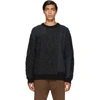 JUUNJ BLACK & NAVY FISHERMAN'S SWEATER