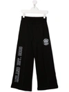 MSGM LOGO-PRINT WIDE-LEG TRACK PANTS