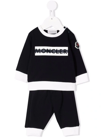 Moncler Babies' Navy Logo-embroidered Cotton-blend Tracksuit 3-36 Months 2 Years