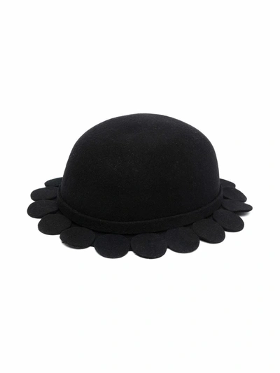Mi Mi Sol Kids' Scallop-edge Wool Hat In Black
