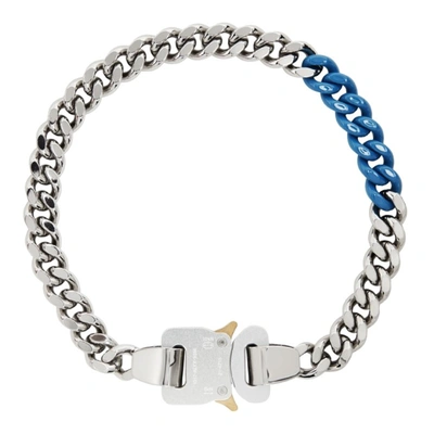 Alyx Silver & Blue Colored Links Buckle Necklace In Argento/blu