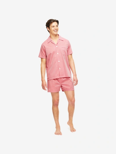 Derek Rose Men's Short Pyjamas Amalfi Cotton Batiste Red