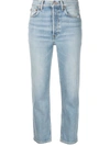 Re/done Comfort Stretch High-rise Extra Crop Skinny Jeans In Hazey Indigo