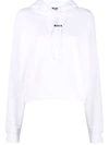 Msgm Logo-print Drawstring Hoodie In Weiss