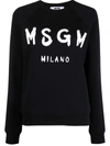 Msgm Logo Print Raglan Sweatshirt In Schwarz