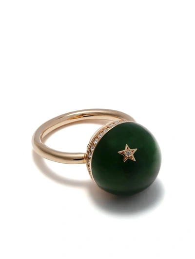 Dreamboule 18kt Rose Gold Star Jade Diamond Ring