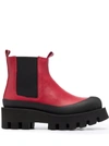 Paloma Barceló Red Leather Celine Chelsea Boots In Fire Red