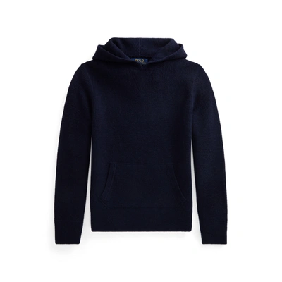 Polo Ralph Lauren Kids' Washable Cashmere Hooded Sweater In Hunter Navy