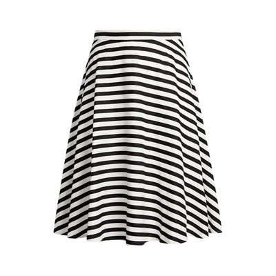 Lauren Woman Striped Cotton-linen Skirt In Silk White/black