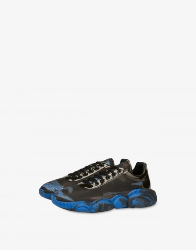 Moschino Nylon Painting Teddy Shoes In Black