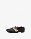 MOSCHINO METAL LETTERING PATENT LEATHER LOAFERS