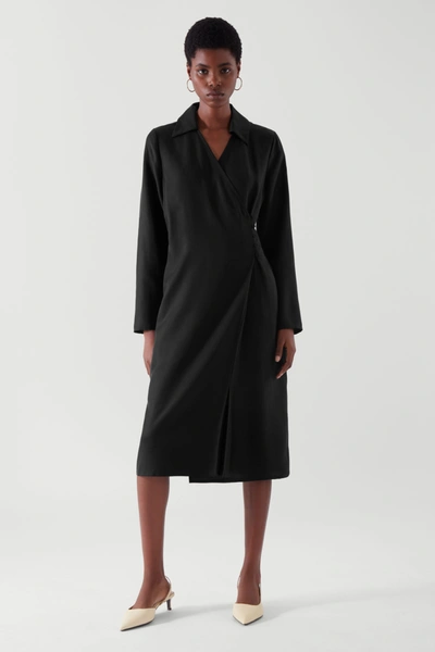 Cos Tailored Wrap Dress In Black