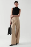 Cos Wide-leg Linen Trousers In Beige
