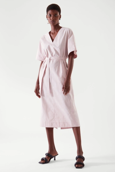 Cos Belted Kaftan Dress In Light Pink | ModeSens